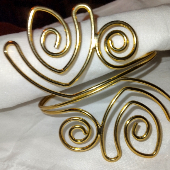 GOLD PLATED UPPER ARM BRACELET - Picture 2 of 4